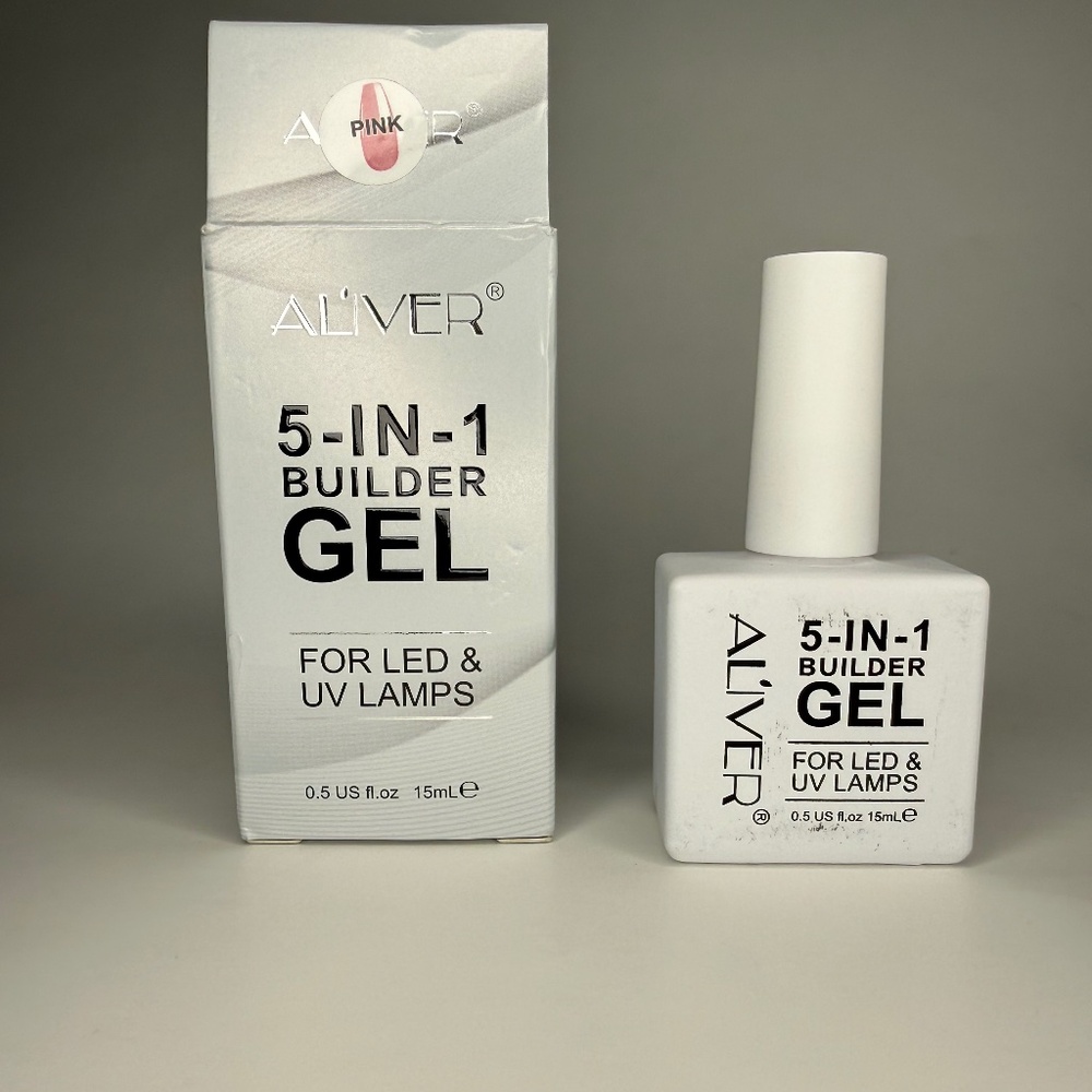 ALIVER 5-in-1 Builder Gel - Pink (15ml / 0.5 fl oz) - For UV/LED Lamps